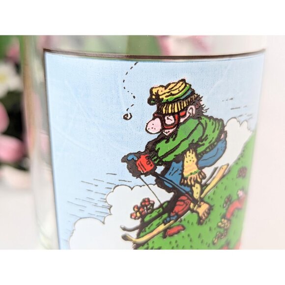 Vintage 1982 Arby’s 12oz Collectible Glass Gary Patterson Cartoon Ski Humor - Picture 3 of 8